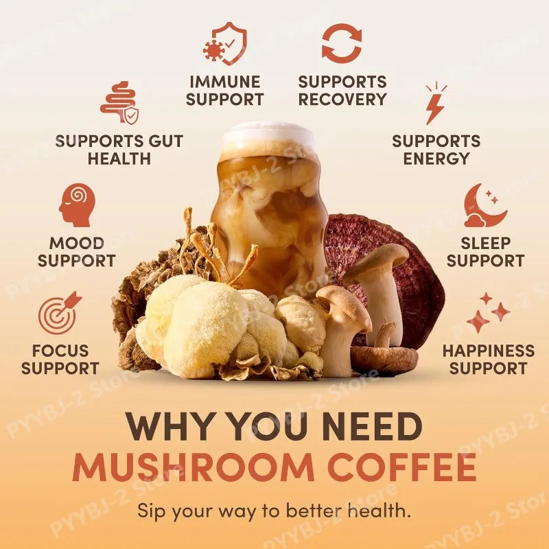 Organic 6-Mushroom Coffee Powder with MCT Oil