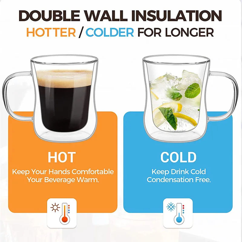 Double Wall Glass Espresso Cups | 220ml, 300ml & 400ml