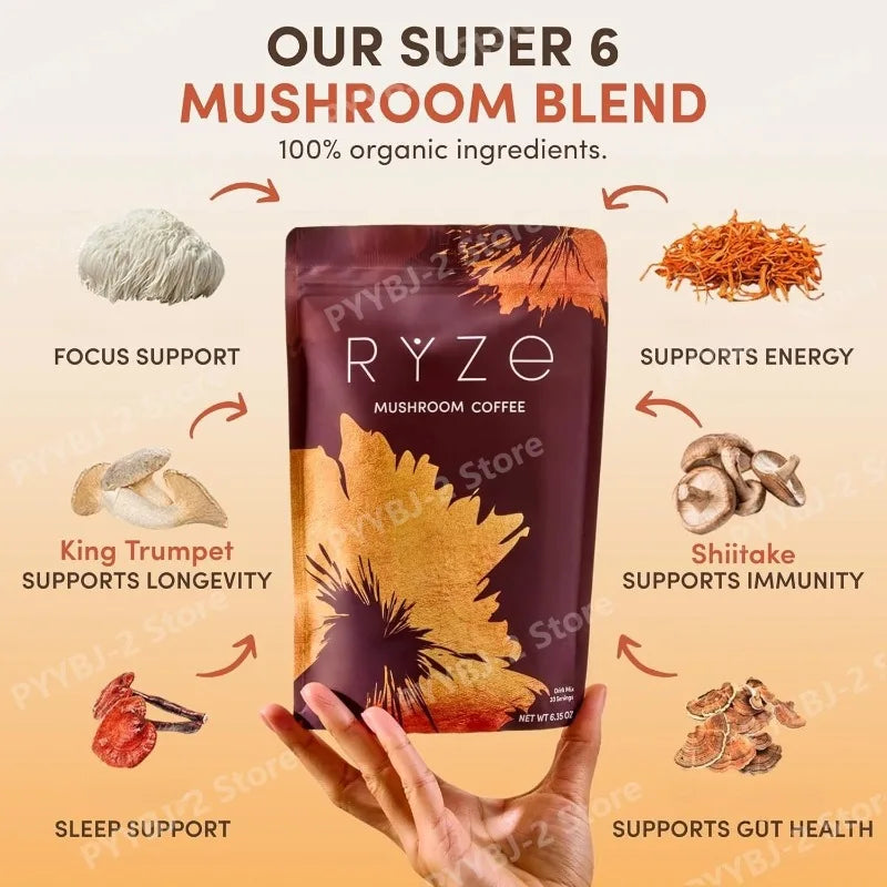 Organic 6-Mushroom Coffee Powder with MCT Oil