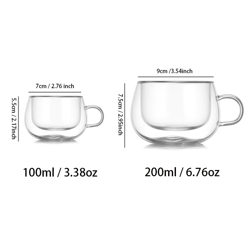 Double Wall Glass Espresso Cup Set | 100ml & 200ml
