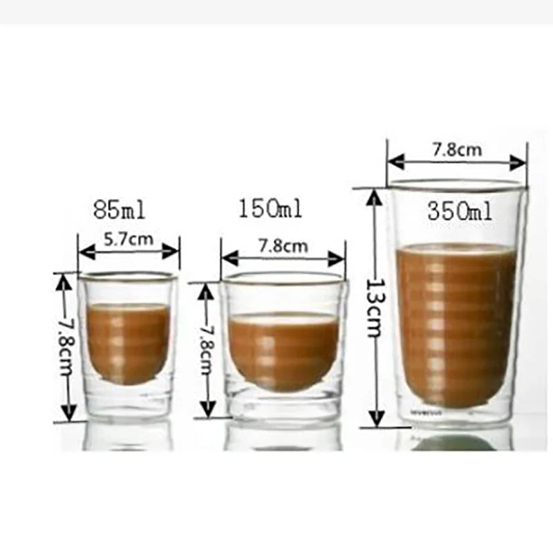 Handmade Double Wall Clear Glass Beverage Mug
