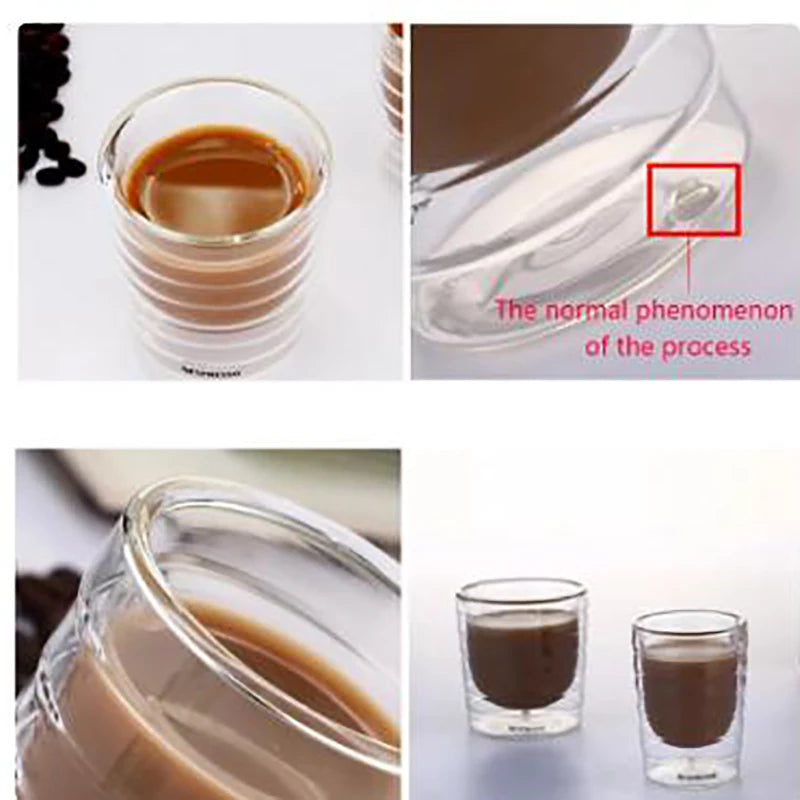 Handmade Double Wall Clear Glass Beverage Mug