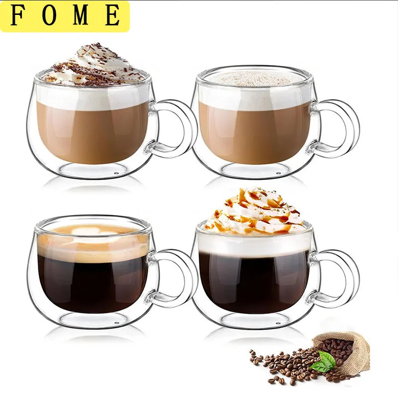 Double Wall Glass Espresso Cup Set | 100ml & 200ml
